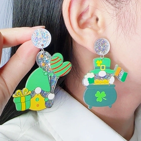Wholesale St. Patrick's Clover Dwarf Acrylic Earrings