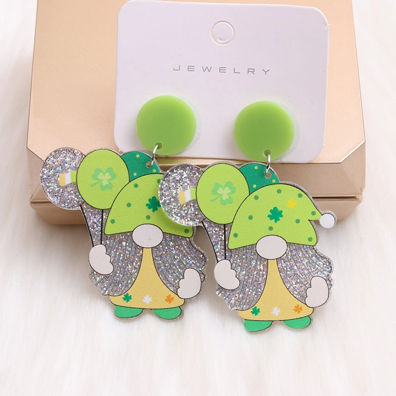 Wholesale St. Patrick's Clover Dwarf Acrylic Earrings