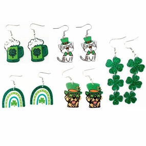 Wholesale St. Patrick's Day Acrylic Green Glitter Earrings