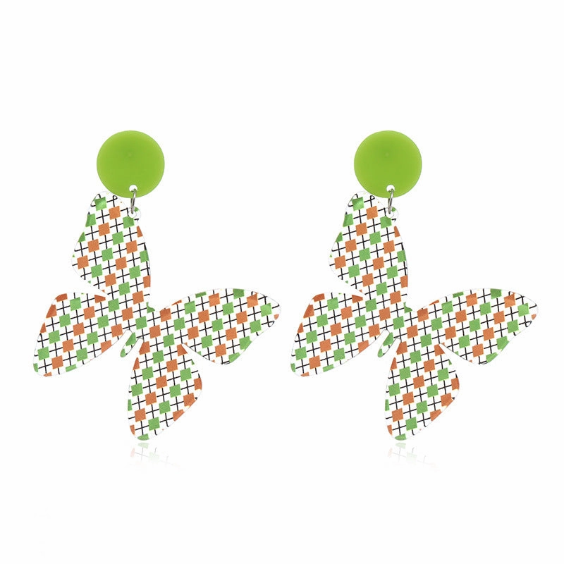Wholesale St. Patrick's Day Acrylic Trefoil Butterfly Earrings