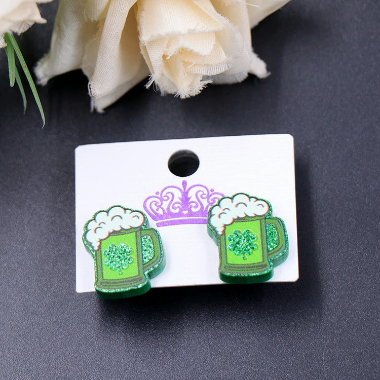 Wholesale St. Patrick's Day Beer Acrylic Earrings