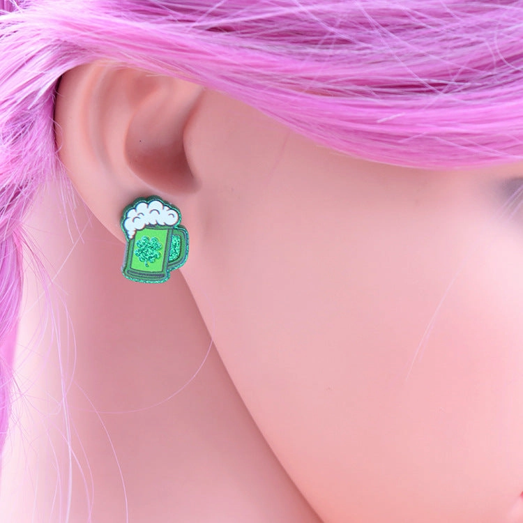 Wholesale St. Patrick's Day Beer Acrylic Earrings