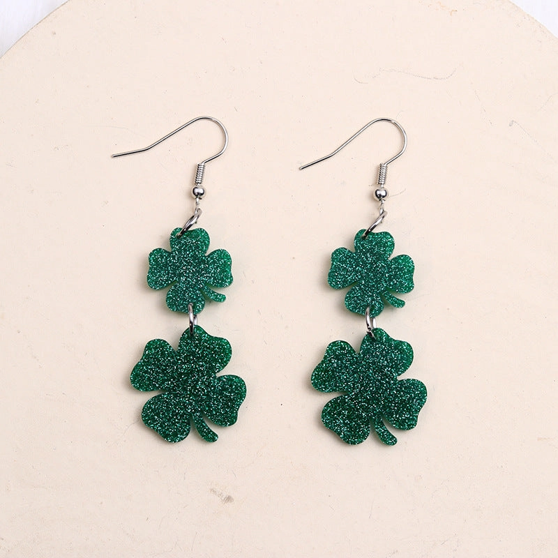 Wholesale St. Patrick's Day Beer Festival Acrylic Clover Earrings
