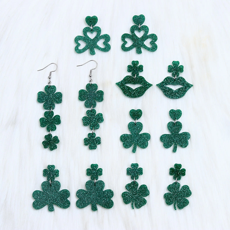 Wholesale St. Patrick's Day Beer Festival Acrylic Clover Earrings