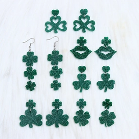 Wholesale St. Patrick's Day Beer Festival Acrylic Clover Earrings