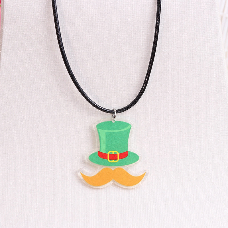 Wholesale St. Patrick's Day Beer Shamrock Rainbow Hat Pipe Necklace