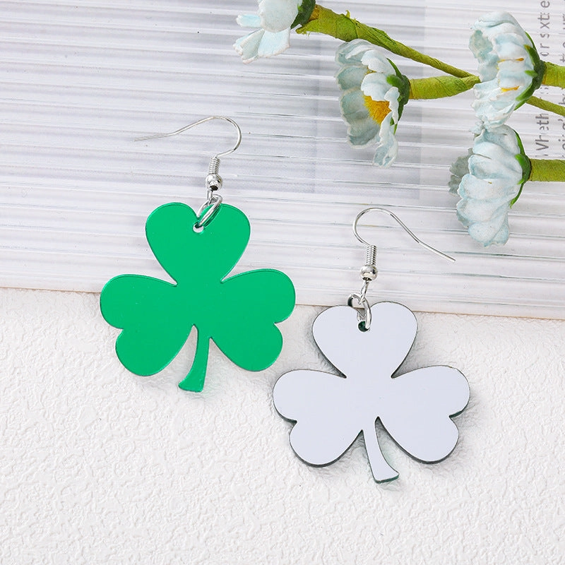 Wholesale St. Patrick's Day Clover Green Acrylic Women Earrings