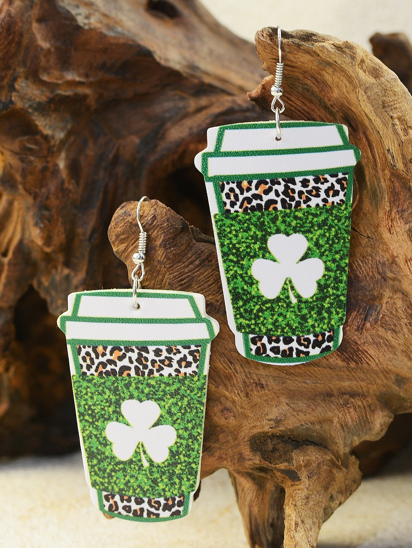 Wholesale St. Patrick's Day Coffee Cup Milk Tea Cup Shamrock Earrings