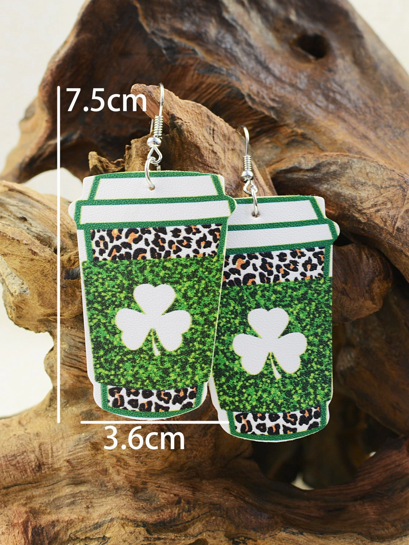 Wholesale St. Patrick's Day Coffee Cup Milk Tea Cup Shamrock Earrings