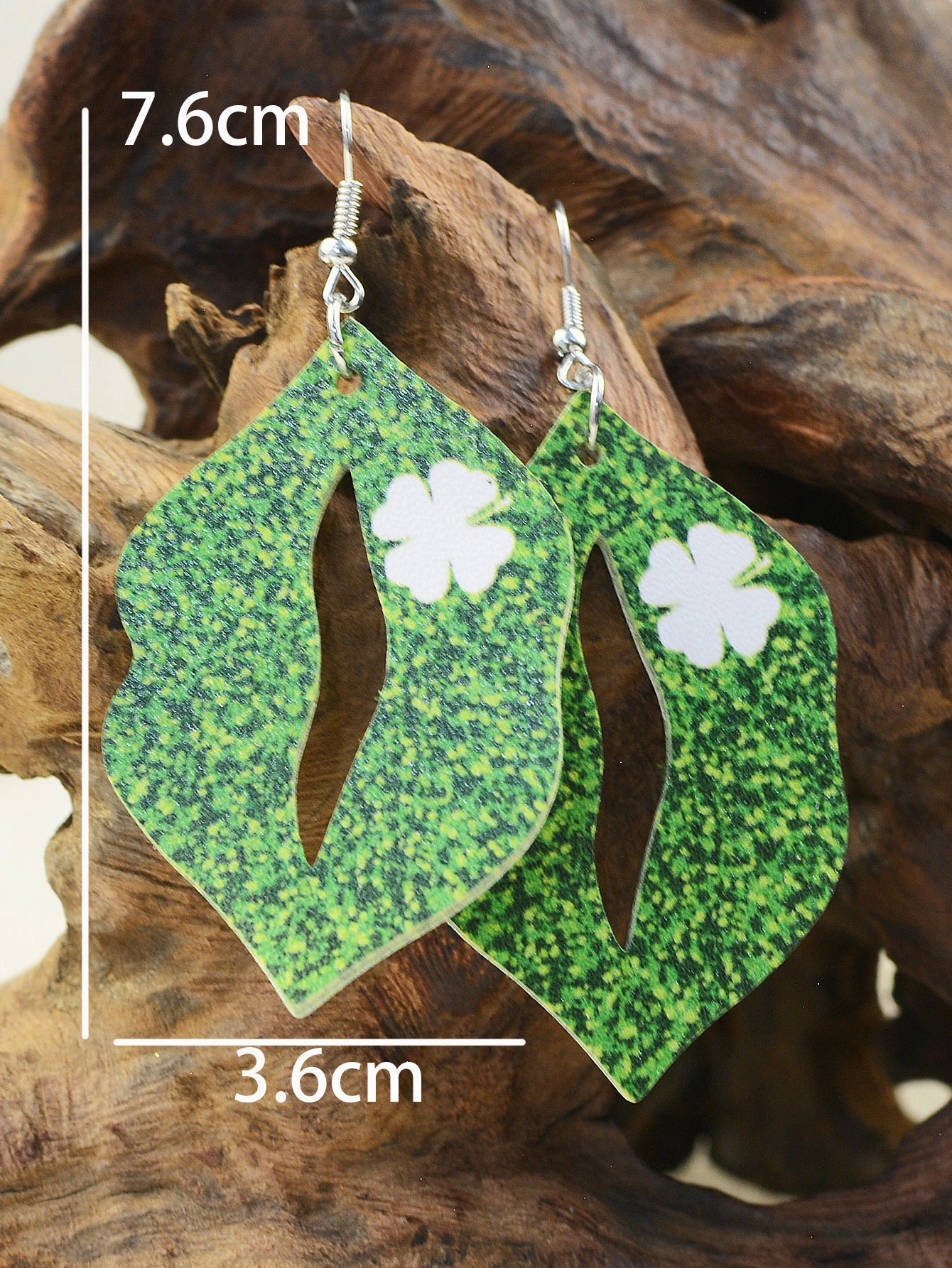 Wholesale St. Patrick's Day Lips Leopard Plaid Clover Earrings