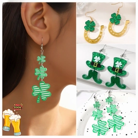 Wholesale St. Patrick's Day Mardi Gras Clover Acrylic Earrings