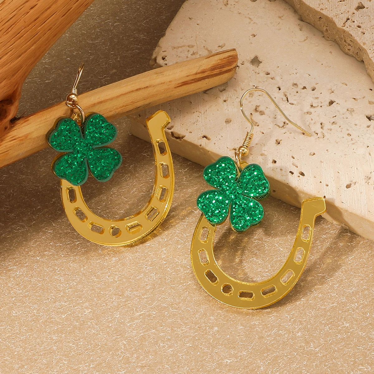 Wholesale St. Patrick's Day Mardi Gras Clover Acrylic Earrings