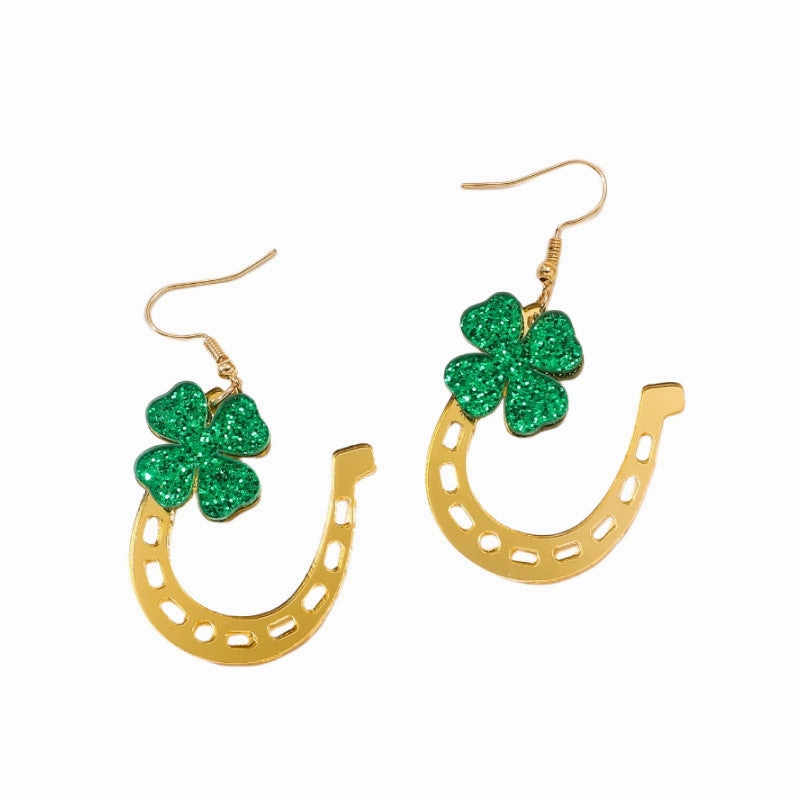 Wholesale St. Patrick's Day Mardi Gras Clover Acrylic Earrings