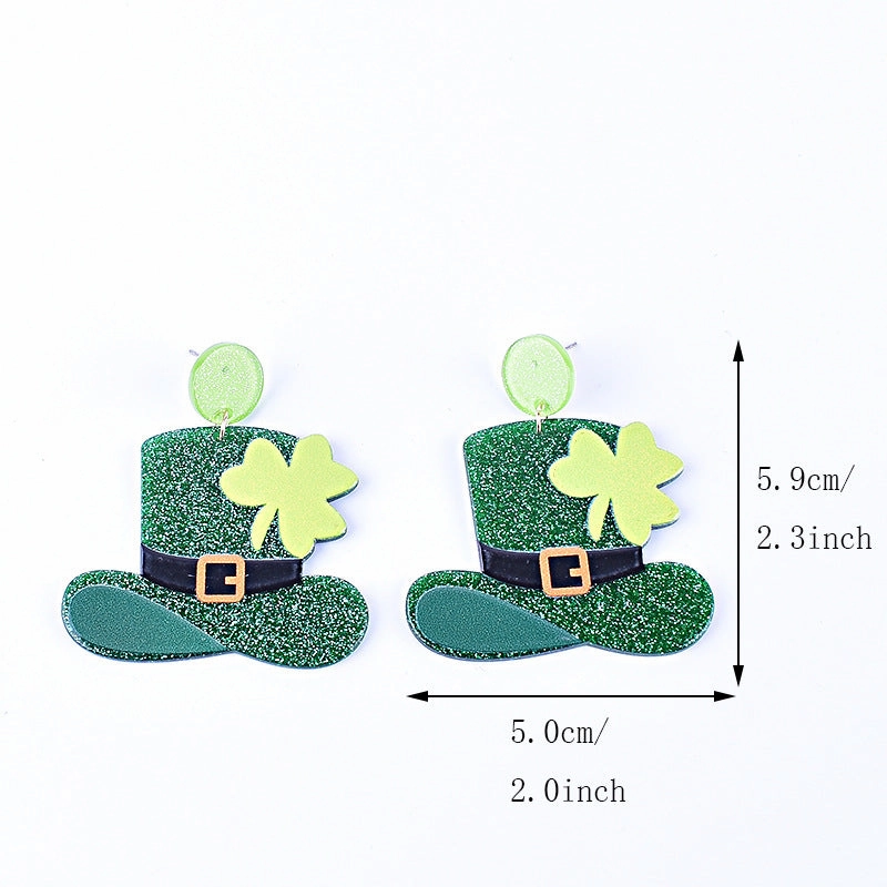 Wholesale St. Patrick's Day Shamrock Hat Earrings
