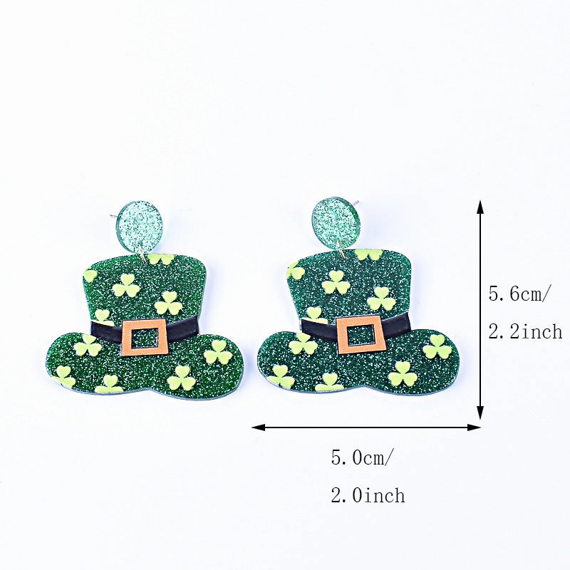 Wholesale St. Patrick's Day Shamrock Hat Earrings