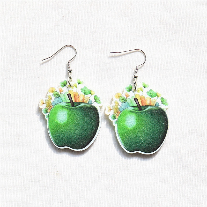Wholesale St. Patrick's festival dwarf lucky clover green dwarf Irish earrings for women