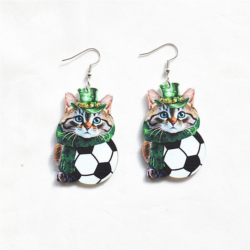 Wholesale St. Patrick's festival dwarf lucky clover green dwarf Irish earrings for women
