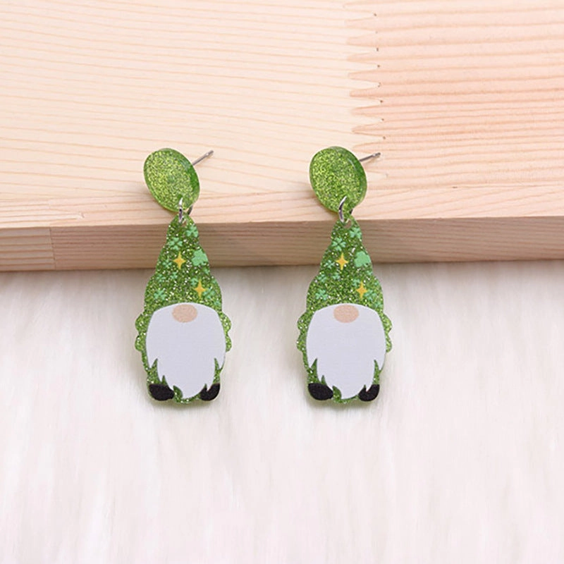 Wholesale St. Patrick's Sweater Dwarf Acrylic Earrings