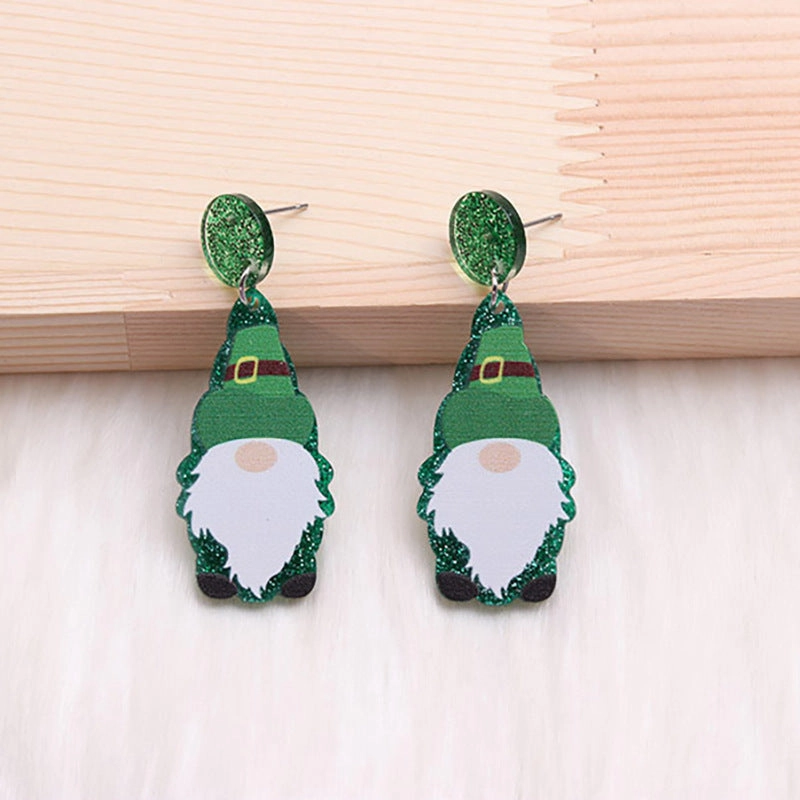 Wholesale St. Patrick's Sweater Dwarf Acrylic Earrings