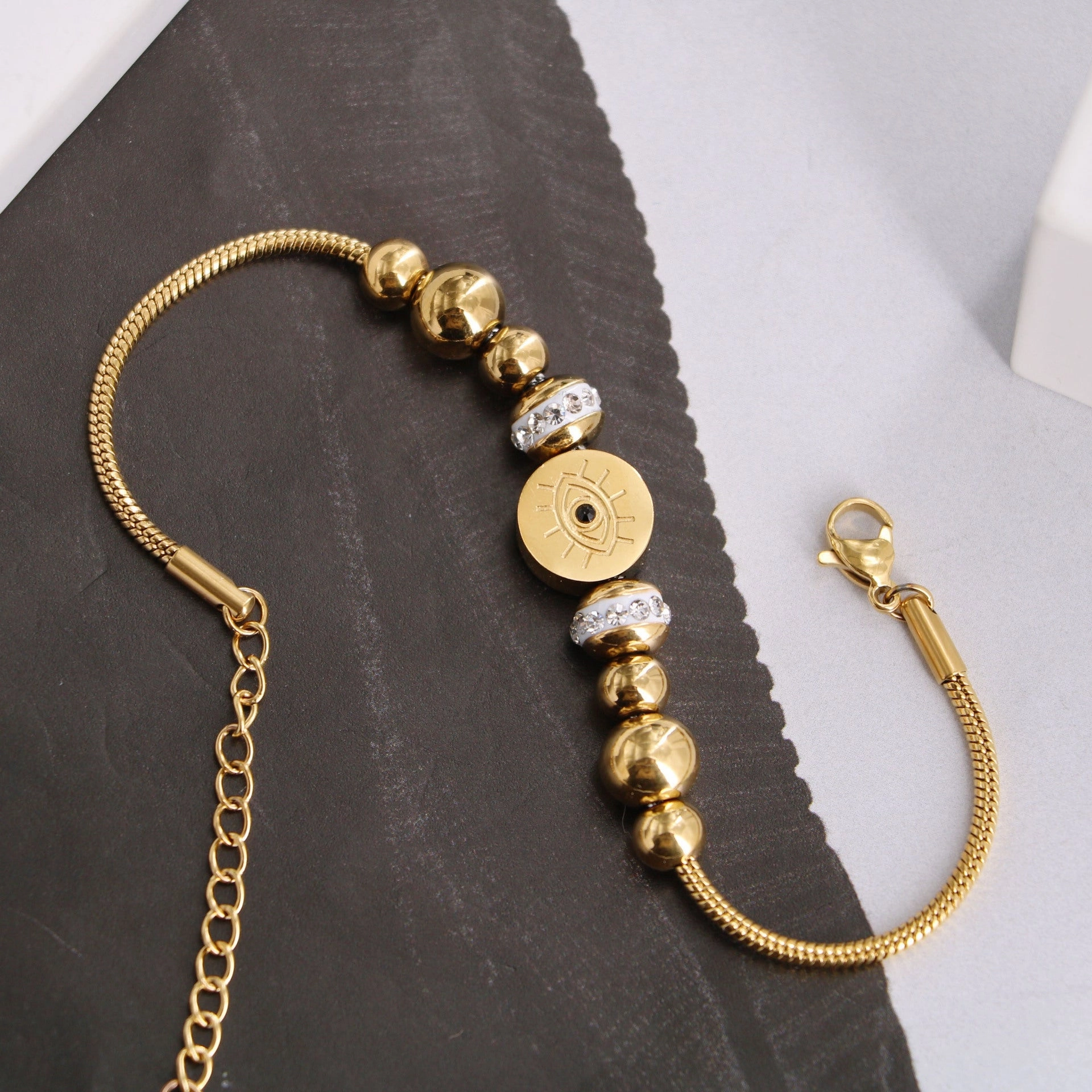 Wholesale Stacking Wearing Wind Drip Oil Devil's Eye Steel Ball Bracelet