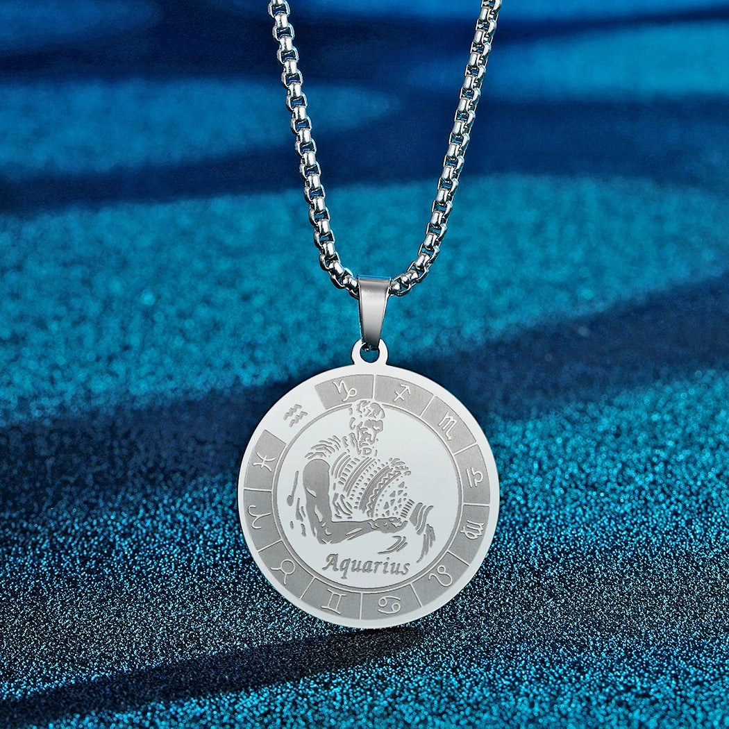 Wholesale Stainless Steel 12 Constellation Pendant Necklace