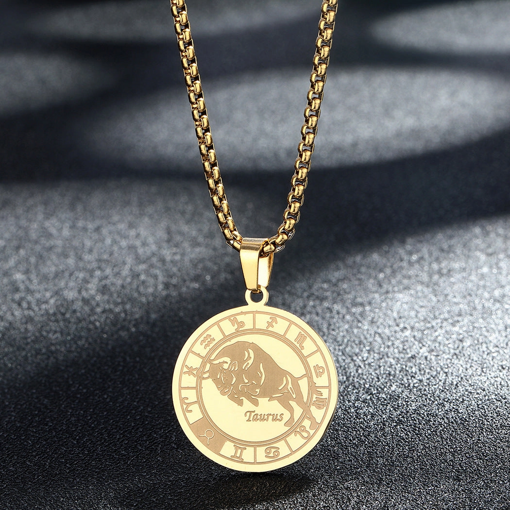 Wholesale Stainless Steel 12 Constellation Pendant Necklace