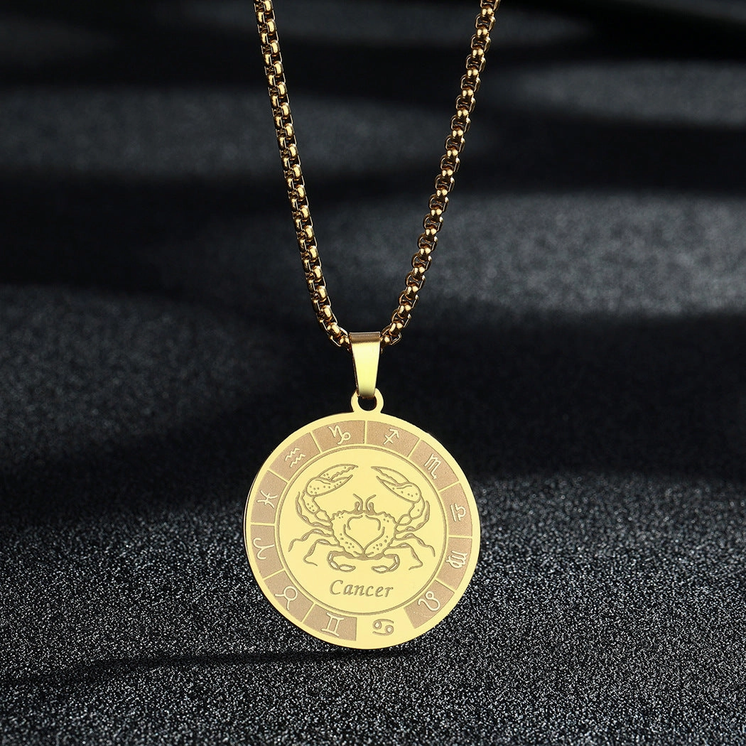 Wholesale Stainless Steel 12 Constellation Pendant Necklace