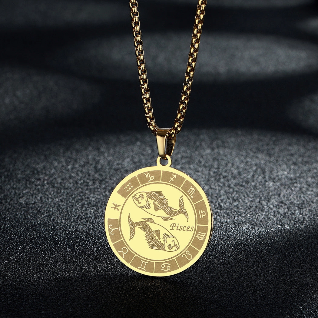 Wholesale Stainless Steel 12 Constellation Pendant Necklace