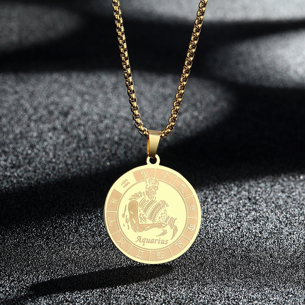 Wholesale Stainless Steel 12 Constellation Pendant Necklace