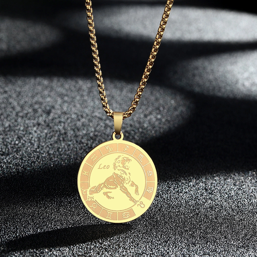 Wholesale Stainless Steel 12 Constellation Pendant Necklace