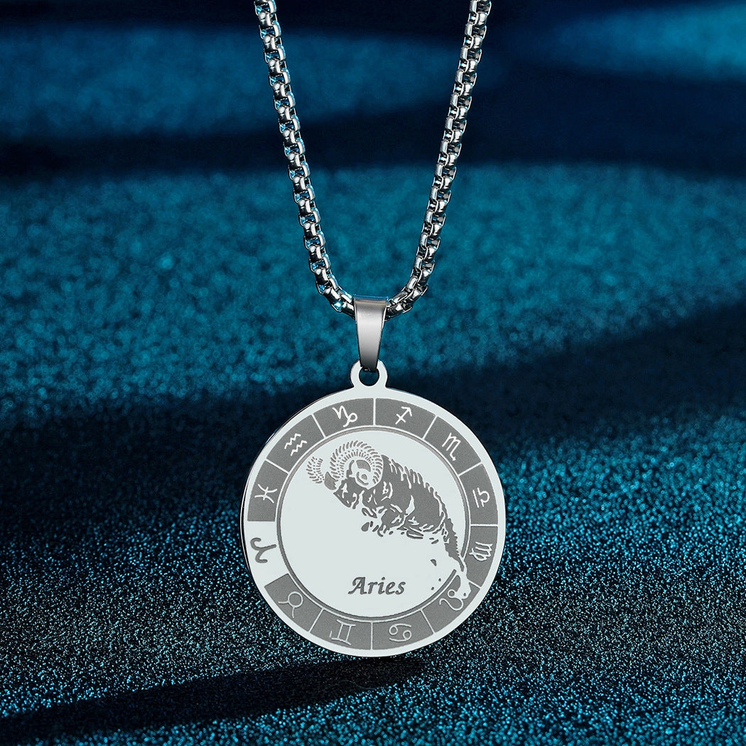 Wholesale Stainless Steel 12 Constellation Pendant Necklace