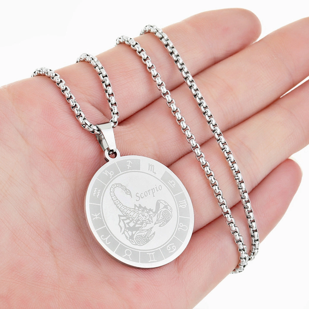 Wholesale Stainless Steel 12 Constellation Pendant Necklace