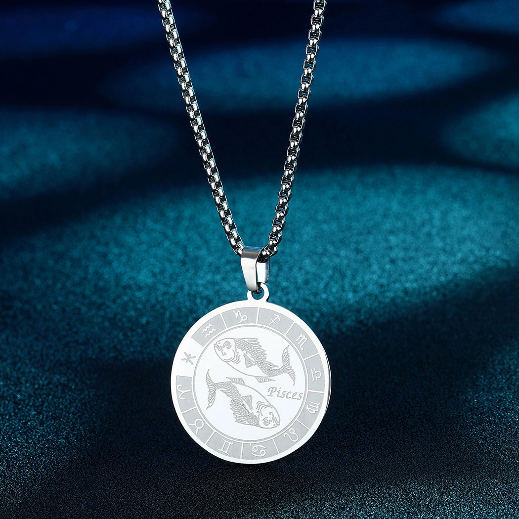 Wholesale Stainless Steel 12 Constellation Pendant Necklace