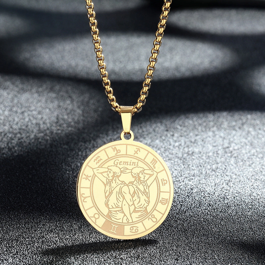 Wholesale Stainless Steel 12 Constellation Pendant Necklace