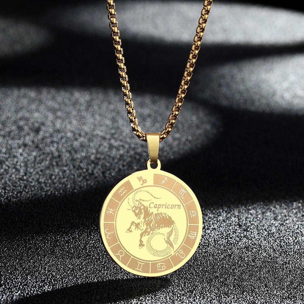 Wholesale Stainless Steel 12 Constellation Pendant Necklace