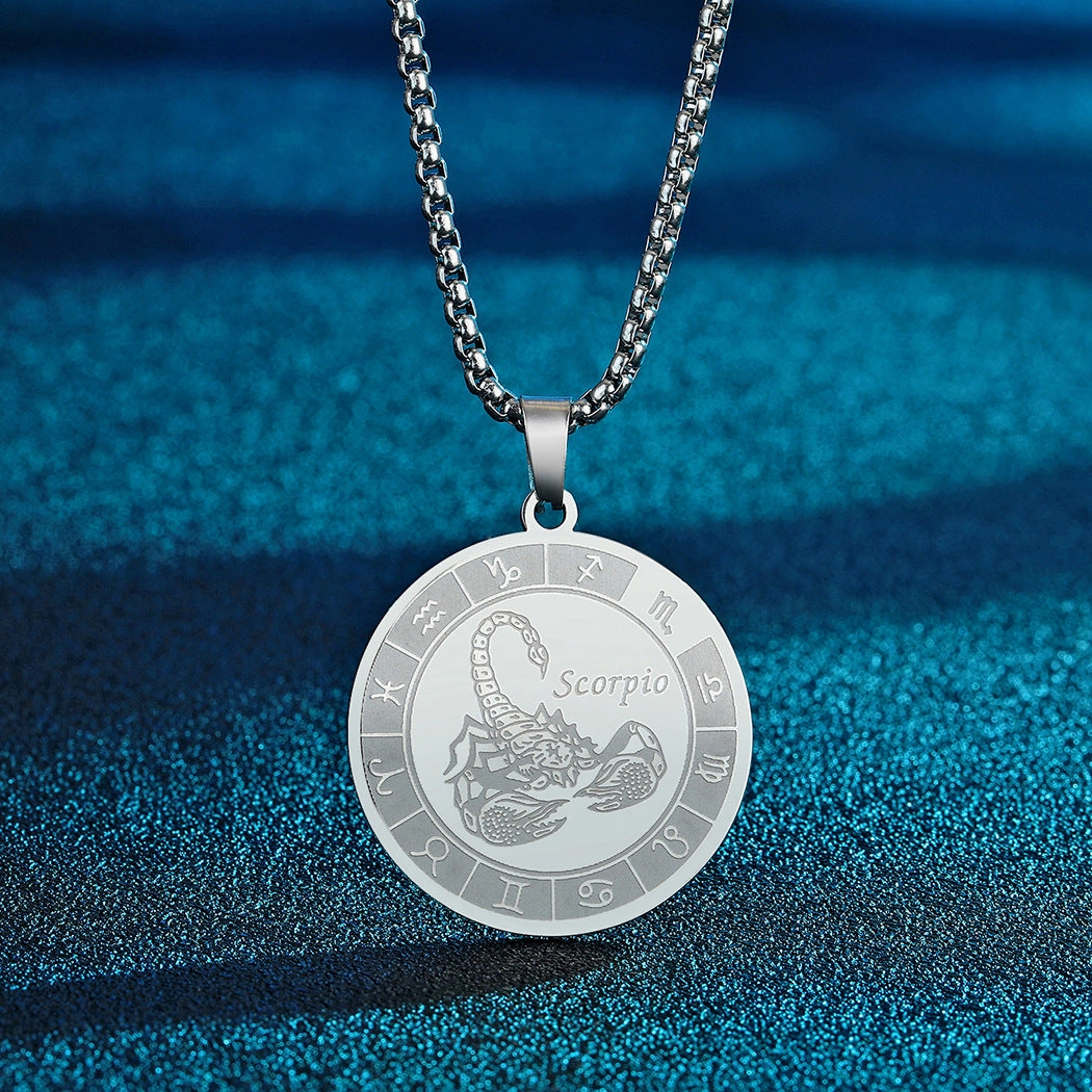 Wholesale Stainless Steel 12 Constellation Pendant Necklace