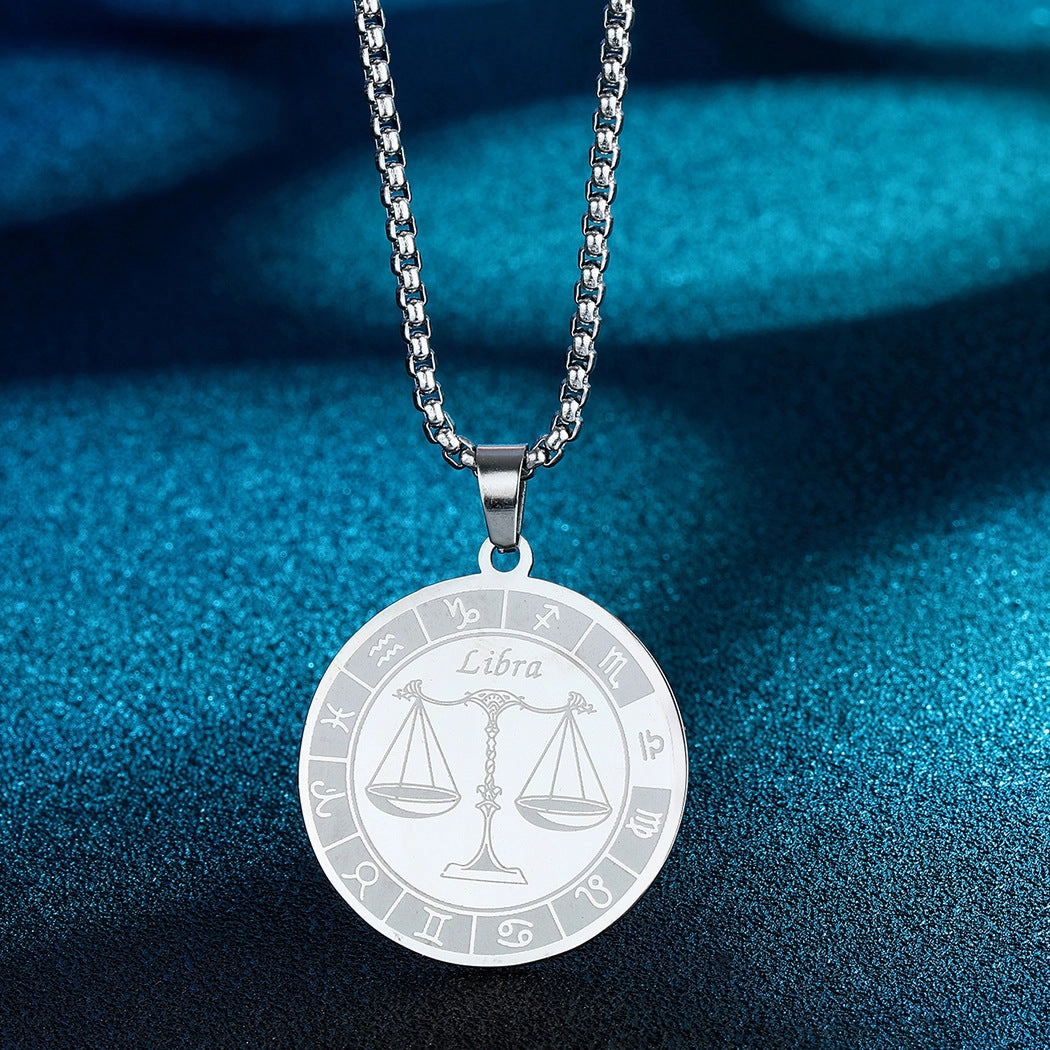 Wholesale Stainless Steel 12 Constellation Pendant Necklace
