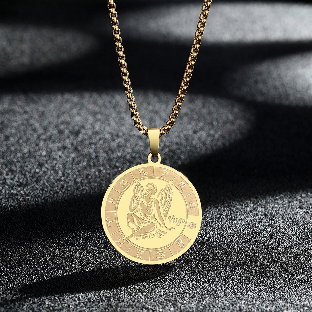 Wholesale Stainless Steel 12 Constellation Pendant Necklace
