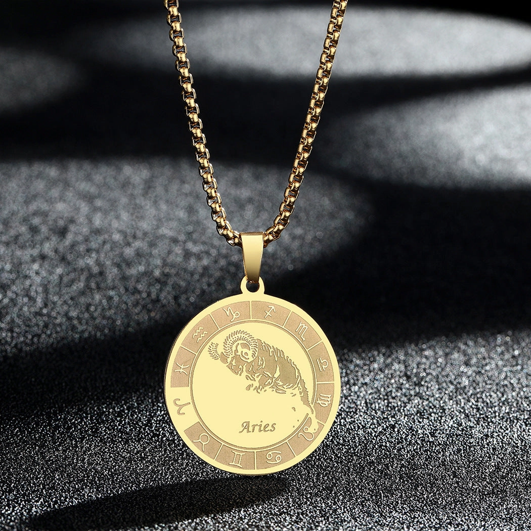 Wholesale Stainless Steel 12 Constellation Pendant Necklace