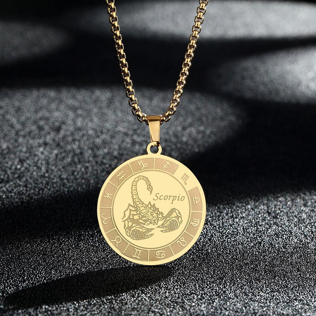 Wholesale Stainless Steel 12 Constellation Pendant Necklace