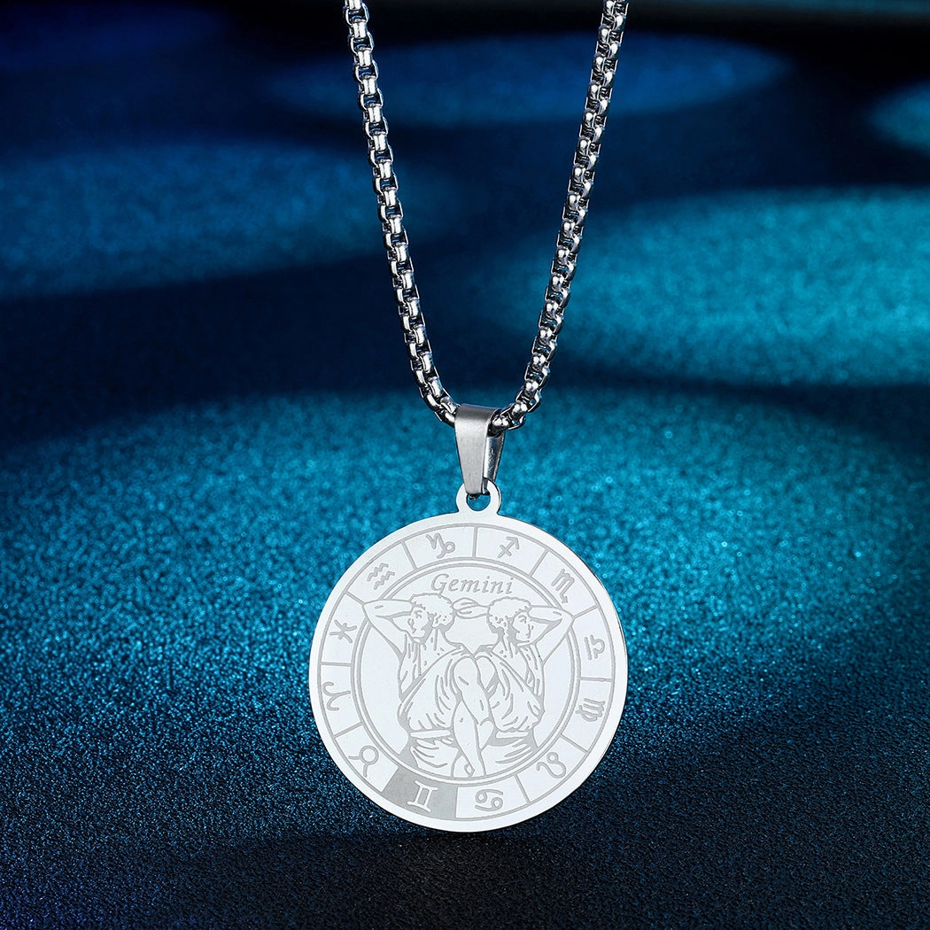 Wholesale Stainless Steel 12 Constellation Pendant Necklace