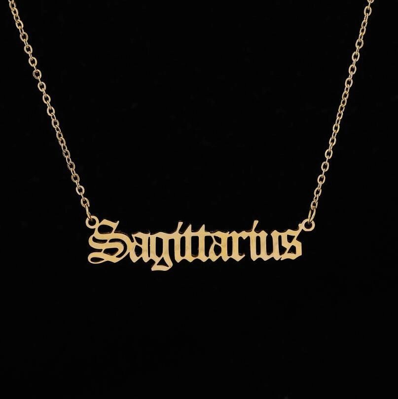 Wholesale Stainless Steel 12 Constellations English Letter Necklace