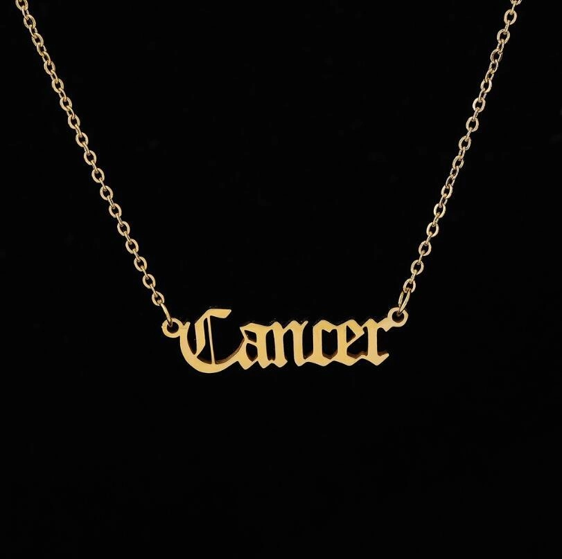 Wholesale Stainless Steel 12 Constellations English Letter Necklace