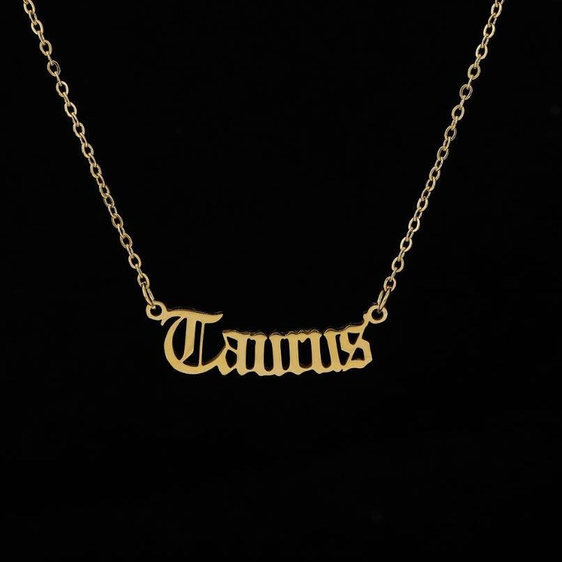 Wholesale Stainless Steel 12 Constellations English Letter Necklace