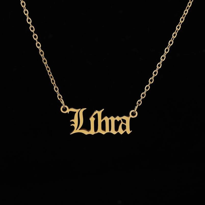 Wholesale Stainless Steel 12 Constellations English Letter Necklace
