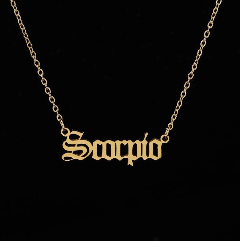 Wholesale Stainless Steel 12 Constellations English Letter Necklace
