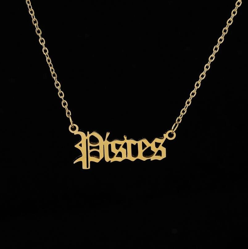 Wholesale Stainless Steel 12 Constellations English Letter Necklace