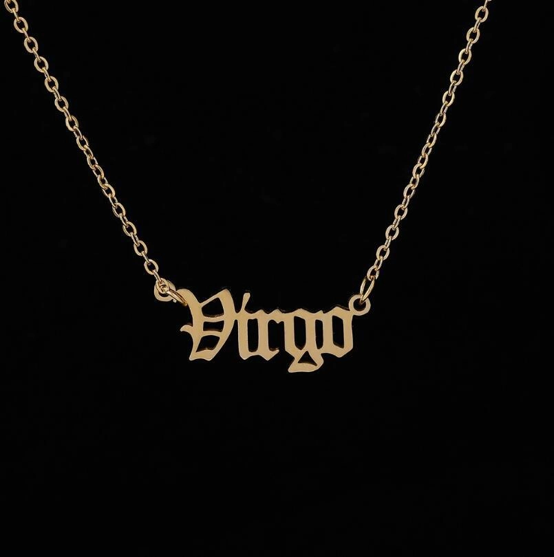 Wholesale Stainless Steel 12 Constellations English Letter Necklace