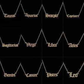 Wholesale Stainless Steel 12 Constellations English Letter Necklace