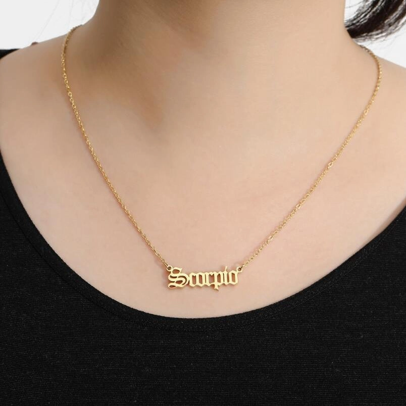 Wholesale Stainless Steel 12 Constellations English Letter Necklace